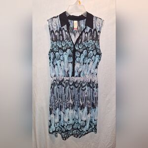 No Boundaries Blue and Black Patterned Sleeveless Dress
